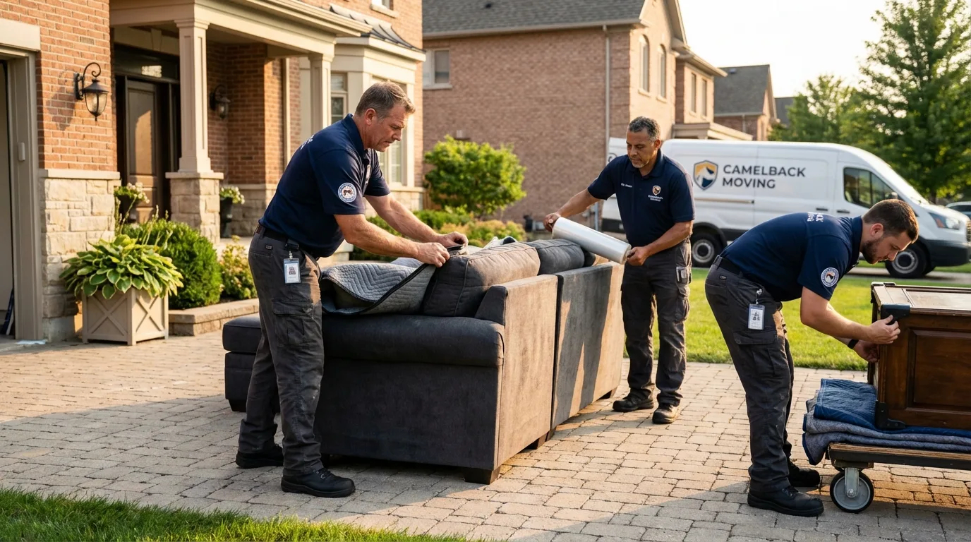 Large estate moving crew wrapping furniture in Andrews, IN